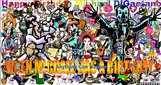This is a  birthday poster produced with Excel. The graphics are made with ClipArt.